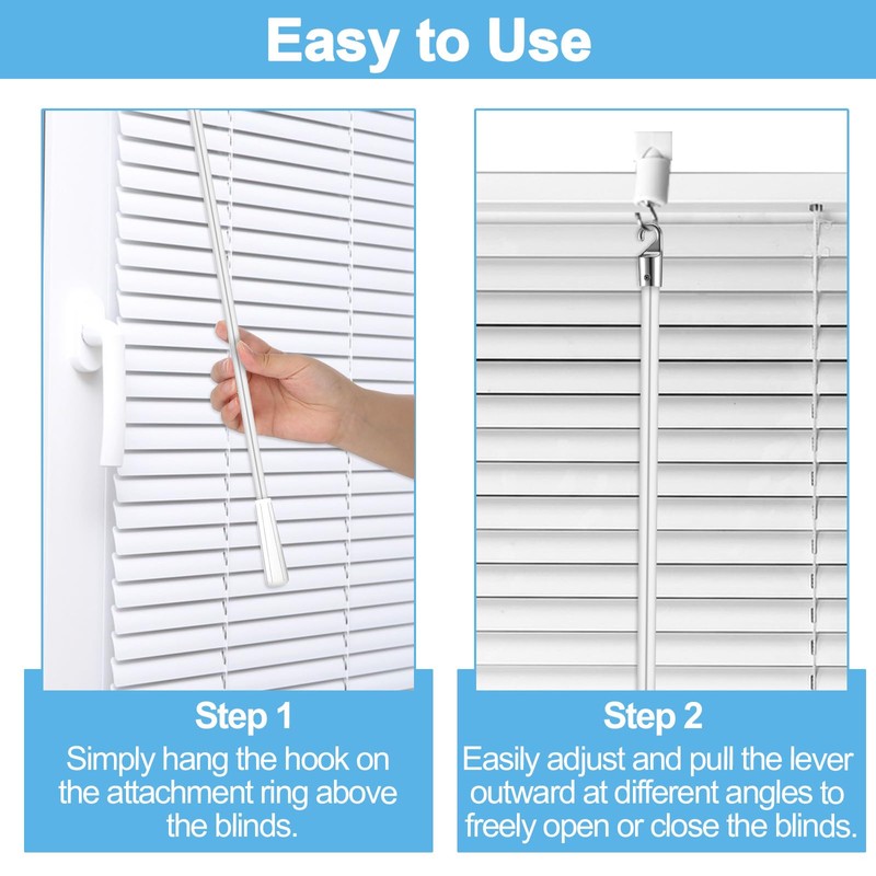 2 Pieces White Fiberglass Blind Wand, 17 Inch Vertical Blinds