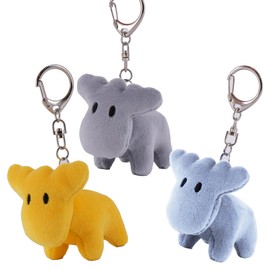 MOZ moz Plush Charms 3 Piece Set (Dark Yellow, Gray, Blue), Dark Yellow, Blue, Grey