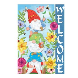 Morigins Happy Spring Gnome Garden Flag Yard Lawn Daisy Flower Farmhouse Outside Welcome Decorations Outdoor Double Sided 12.5x18 inch