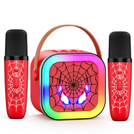 Mini Spider Karaoke Machine Kids, Vingtank Toys for 4 5 6 7 8 9 Year Old Boys Girls Portable Bluetooth Speaker with 2 Wireless Microphones Gifts for 3-5 6-8 8-12 Year Old Boys Girls Adult Family Party