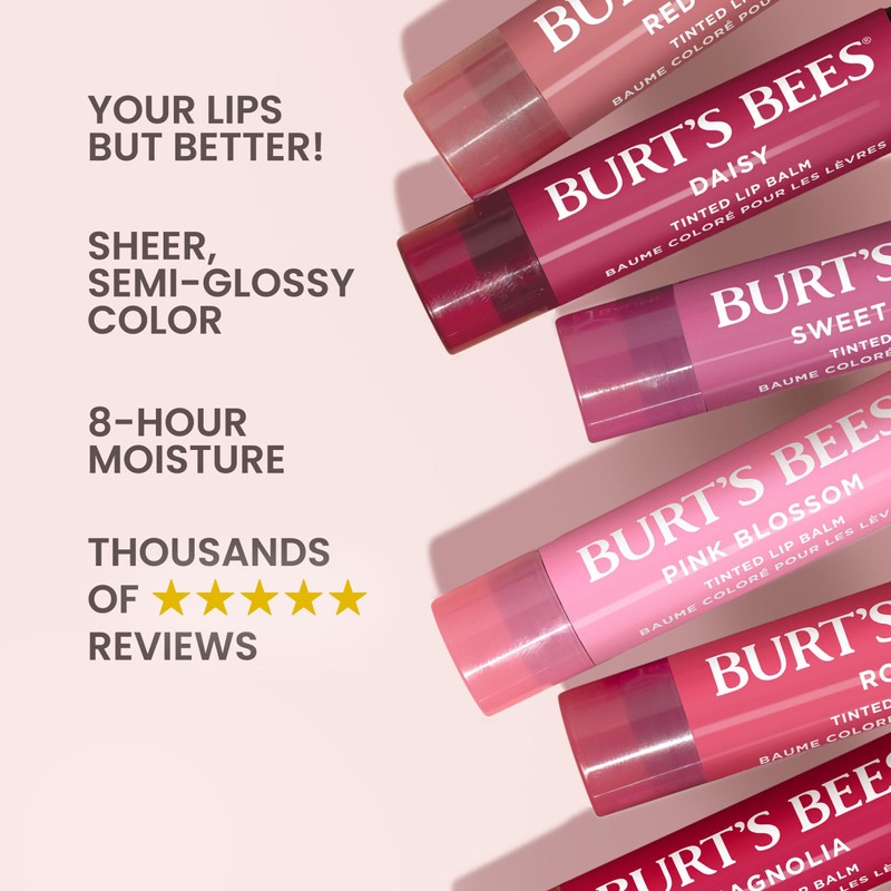 Burt's Bees 100% Natural Tinted Lip Balm, Zinnia, 0.15 Oz,