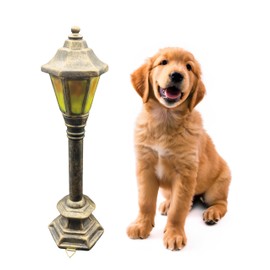 Street Light Garden Statue for Dogs to Pee On,Puppy Pee Post Training Tool Street Lamp Resin Statue,Indoor Outdoor Street Lights Decor Figurines for Yard Art and Garden Lawn,The Perfect Gift（Gold）