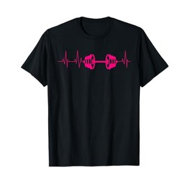 Cute Fitness Lover Gym Workout Heartbeat Designs Barbell Weightlifting Gift Men Women Cool Bodybuilding T-Shirt