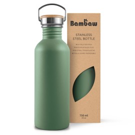 Bambaw 24 oz Stainless Steel Water Bottle, Green Water Bottle Dishwasher Safe, Non Insulated Water Bottle no Straw, Metal Water Bottle 24 oz, Stainless Steel Water Bottle BPA Free – Sage Green