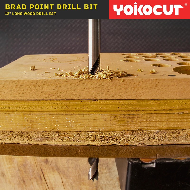 Brad Point Drill Bits Set, 15pcs 12 Inch Long Wood