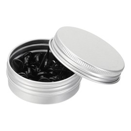 PATIKIL Push Pins 11x16mm, 30pcs Round Head Zinc Alloy Decorative Thumbtacks Cork Boards Maps Picture Hanging with Aluminum Box for Home Office Classroom, Black