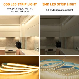 Yeewhale COB LED Strip Lights 100ft,3000K DC 24V Dimmable Warm White Flexible LED Rope Lights for Bedroom,with Remote and app Control LED Lights Strip for Living Room, Shelf, Cabinet