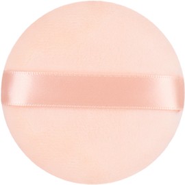 2Pcs Extra Large Body Powder Puff & Luxury 6" Glass Jar Dusting Powder Container with Puff for Women Bath Powder Puffs Perfect for Talcum or Loose Powder (Beige 6" Only Puff)