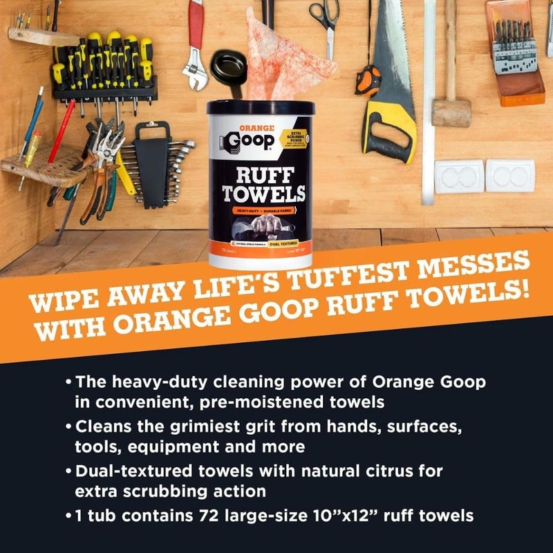 GOOP Orange Heavy Duty Ruff Towels with Scrubbing Power, 10”