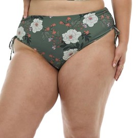 Body Glove Women's Tide Plus High Waist Bikini Bottom Swimsuit, Available in Sizes 1X,2X,3X, Aurora Blossom
