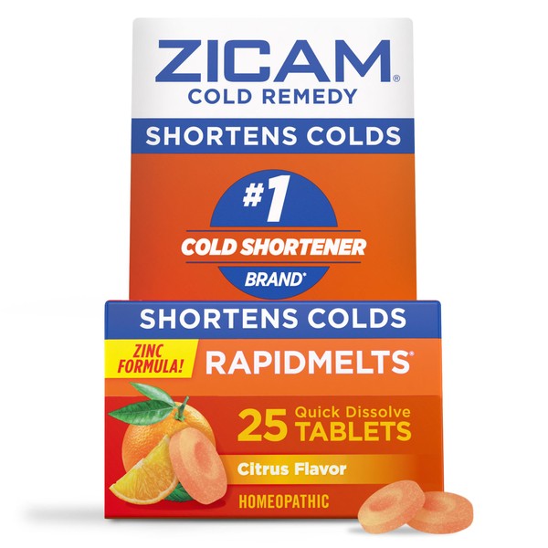 Zicam Cold Remedy Zinc Rapidmelts, Citrus Flavor, 25 Count (Pack