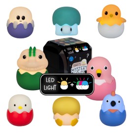 MegaLight Blind Box Mini Night Lights for Children, Mystery Box, Random Figures, 1 out of 9 to Collect, 4 Different Light Colours, Infinitely Dimmable, with Pendant, Eggy's Mystery Lights