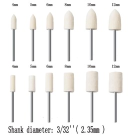 Luo ke 24 Pcs Wool Felt Polishing Bits - 3/32'' Shank Wool Felt Buffing Polishing Kits for Rotary Tools Includes Dremel