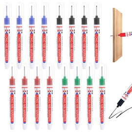 Pack of 16 Marking Pens for Deep Holes, 20 mm Extra Long Tip Drill Hole Marker Pens, 4 Colours Marking Pen Construction Site Waterproof, Multifunctional Quick Drying Marker Pens