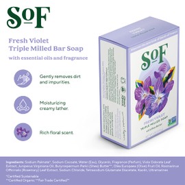 Fresh Violet Bar Soap by SoF Body Care (Formerly South of France Body Care) | Triple-Milled Soap with Shea Butter + Essential Oils | Vegan, Non-GMO Body Soap | 6 oz Bar | 6 Bars