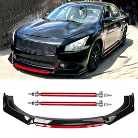 JMTBNO Front Bumper Lip Chin Spoiler Splitter Diffuser Protector Body Kit with Adjustable 8"-11" Support Rod Compatible with Honda Accord Civic VW MK5 MK6 MK7 Kia Optima