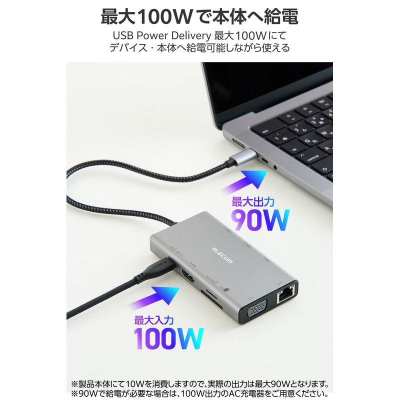 Elecom DST-W15 USB-C Hub Docking Station 10 in 1 Dual