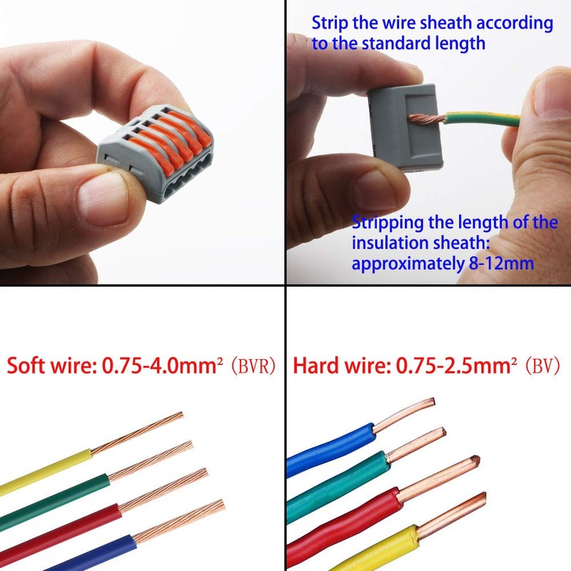 CESFONJER 16 Pcs Compact Splice Connector, One-Touch Connector for Stranded