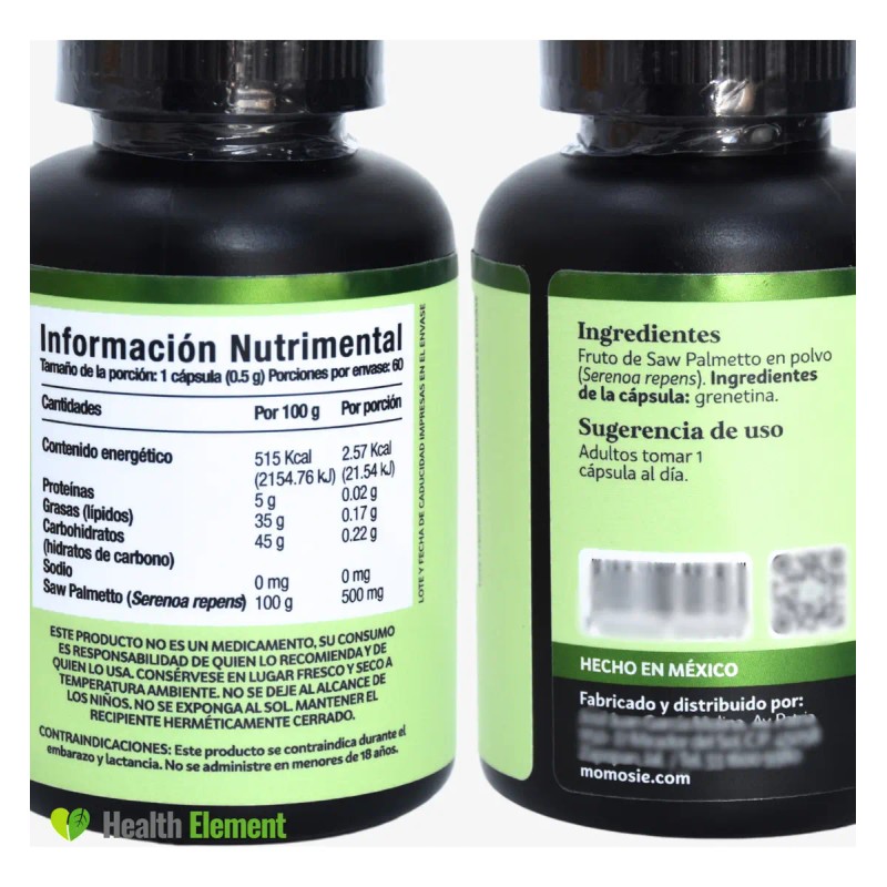 Saw Palmetto Cápsulas Salud Próstata 1000 Dura Mes Momosie