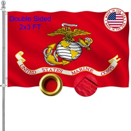 ZEKVY US Marine Corps USMC Flag 2x3 Outdoor Made in USA - Double Sided Heavy Duty Vivid Color US Military Army Flags Long Lasting with 2 Brass Grommet