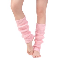 Lopsity Leg Warmers for Women Knitted Stirrup Leg Warmers for women Winter Extra Soft long leg warmers for Yoga Dance (pink)