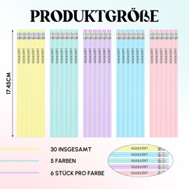 Tenare Pack of 30 Lucky Pencils with Eraser You Create The Wooden Pencil Set HB Pencil Multicoloured Graphite Pencils Set for Drawing Writing Stationery for Teenagers Adults