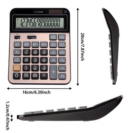 HIHUHEN HIHUHEN Large Computer Electronic Calculator Counter Solar & Battery Power 14 Digit Display Multi-Functional Big Button for Business Office School Calculating (HY-9200B)