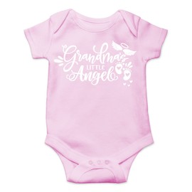 Belle Homie Grandma Little Angel - Funny Baby Essentials Bodysuit - Baby Boy Clothes Newborn Girl Outfits (Newborn, Pink)