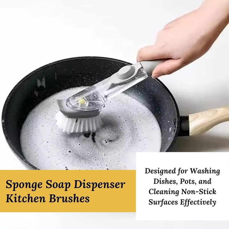 D&S* MART Soap Dispensing Dish Brush, Kitchen Brush for Pot