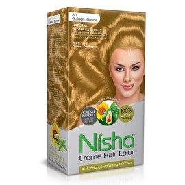 Nisha Cream Hair Color With Rich, Bright, Semi-Permanent Shine Hair Color No ammonia Creme Formula Smooth Care For Your Precious Hair! 150gm Golden Blonde 8.1 (Pack of 1)