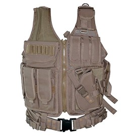 Sniper Cross Draw Tactical Vest Tan, 600D Polyster Oxford