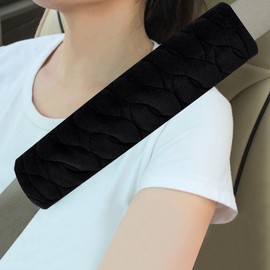 Amooca Soft Car Seat Belt Cover Seatbelt Shoulder Pad Cushions for Backpack 2 PCS Universal Fit for a More Comfortable Driving Black