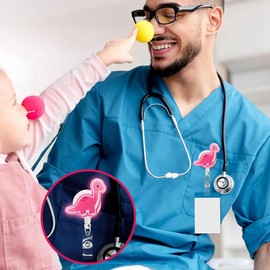 Fowecry Dinosaur Badge Reels 5PCS Glowing in The Dark Nurse ID Badge Holder Retractable Clip Night Shift Luminous Badge Gifts Easy Install