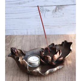 Zen Garden Buddha Lotus Flower Incense Burner Votive Tea Light Candleholder