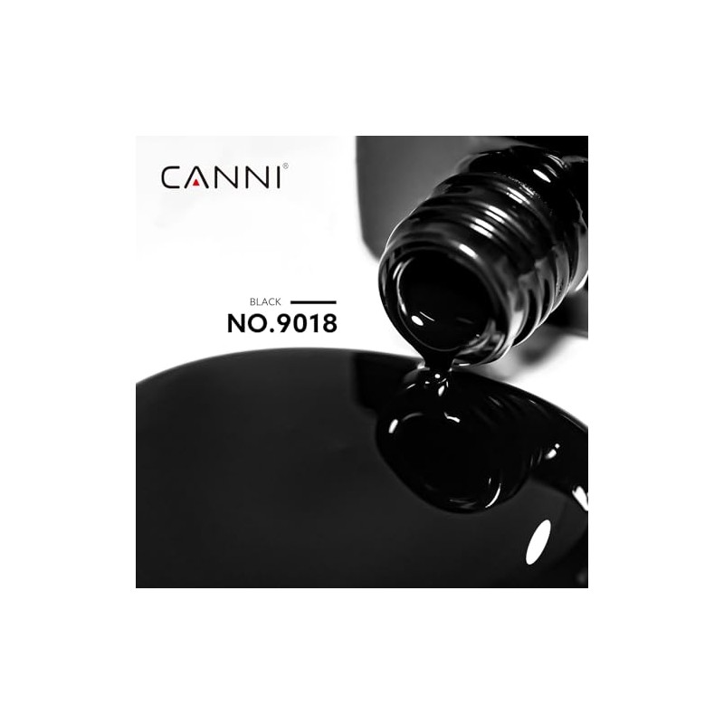 CANNI - Esmalte de uñas en gel negro, 1 pieza,