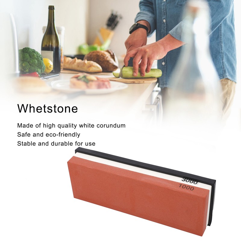 Household Knife Sharpening Stone White Corundum Whetstone with Base 1000
