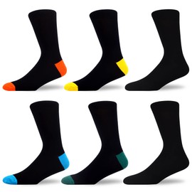 WeciBor Men's Bamboo Smart Breathable Soft Casual Socks 6-Pack, Size 12-14