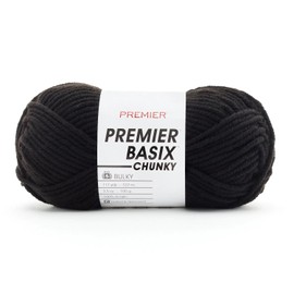 Premier Yarns Basix Chunky Yarn, Perfect for Crafting Quick Projects, Bulky Weight, Acrylic Yarn, Black, 3.5 oz, 117 yards