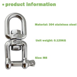 Basetousual 2 Pieces Stainless Steel Swivel Swivel Swivel 304 Stainless Steel Swivel Swivel Swivel M8 for Hanging Chair Sandbag Industrial Travel Fishing Mountaineering Tools
