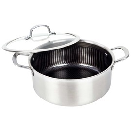 Brentwood 3-Ply Hybrid Non-Stick Laser Etched Stainless Steel Induction Ready Frying Pan (B-DUH26L, 6-Quart)