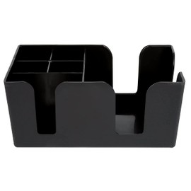 Bar Caddy with 6 Compartments,Bar Caddy Napkin Dispenser, Barware Caddy Organizer for Holding Restaurant Beverage Supplies, Cocktail Napkins & Accessories,Black