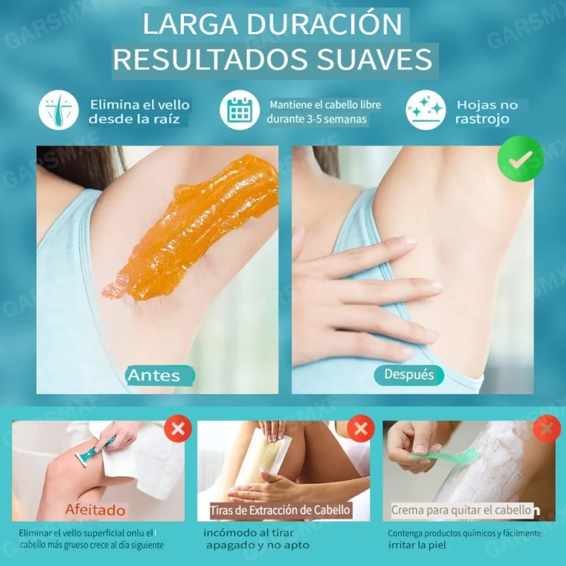 400g Cera Española En Perlas Depilación + Fundidor De Cera