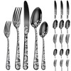 Vilihkc 20 piece Unique Pattern Design Silverware Set, Stainless Steel