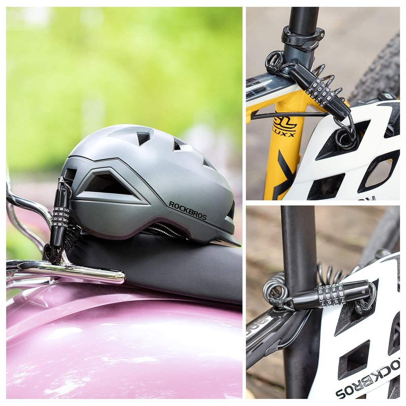 ROCKBROS Motorcycle Helmet Lock, Bike Helmet Lock, 4 Digit Little