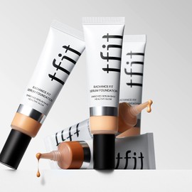 TFIT Radiance Fit Serum Foundation - Flawless Coverage, Dewy finish, Long-lasting, Lightweight, Korean Makeup,1.05 Oz. (W5.5 Tawny, 1.05 Oz.)