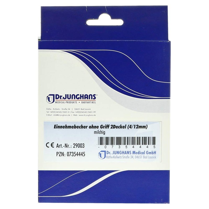 Dr. Junghans Medical 29003 Einnehmebecher ohne Griff, milchig, 2 Deckel