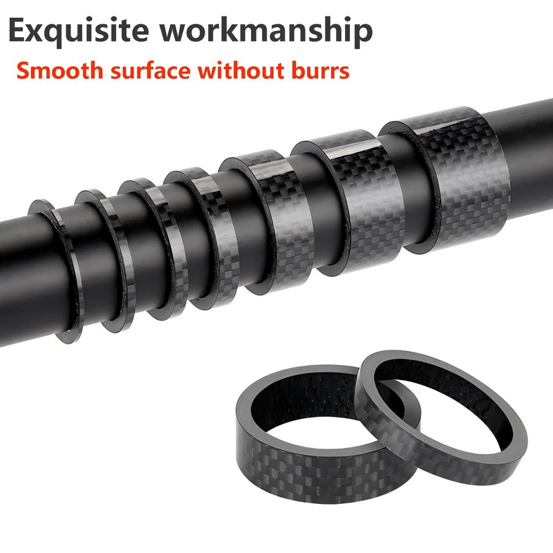 Qrity 4Pcs Bicycle Headset Spacers, Carbon Fiber Bike Handlebar Spacers