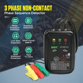 3 Phase Rotation Meter Non Contact Phase Sequence Tester 70V-600V AC Voltage Tester Short Detection, Live Wire Inspection Rotation Meter, with 23.62inch Cable Length,Carrying Bag