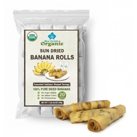 Organic Sun Dried Banana Snacks - Natural Fruit Leather No Sugar Added - No Preservatives - Unsulfured - Soft and Chewy - Bulk Value Pack (16 OZ Individually Wrapped)