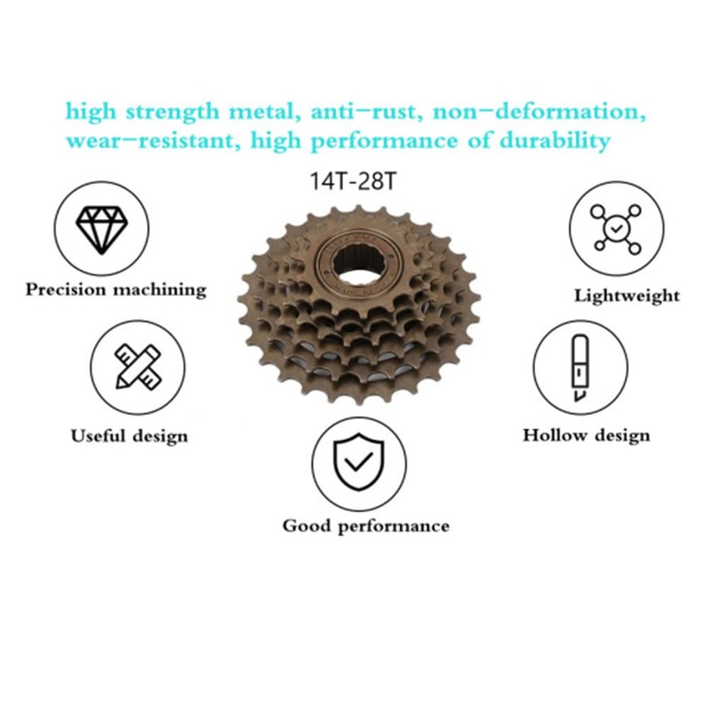 6 Speed 14T-28T Bicycle Freewheel Cassette, Bike Multiple Speed Teeth